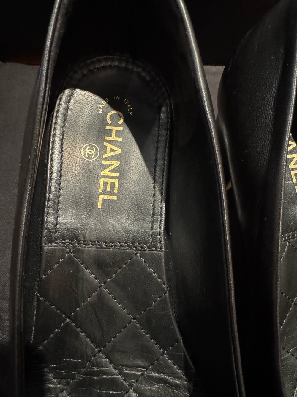 Authentic Chanel Black Leather Camellia Block Heel Pumps – Size 38C - Picture 6 of 15